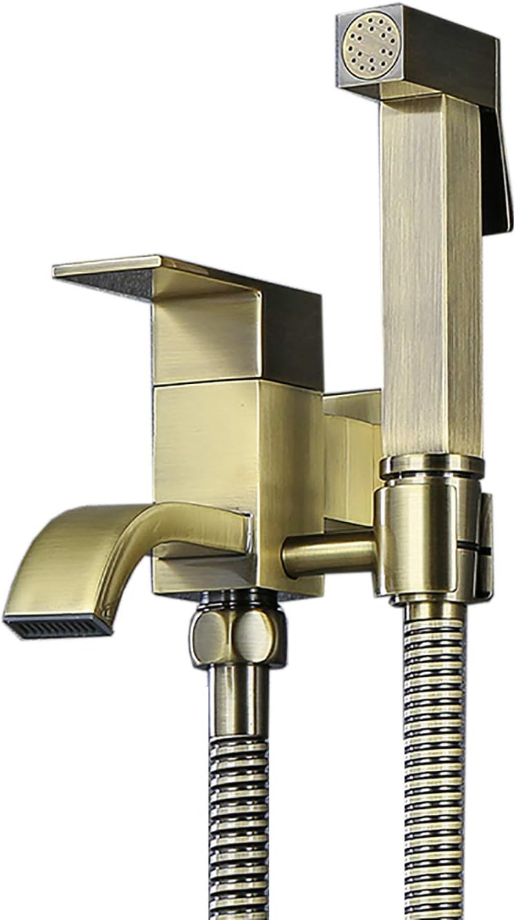 Handheld Bidet Sprayer for Toilet, Wall Mounted Bathroom Cloth Diaper Sprayer Set Brass Single Cold Water Toilet Bidet Sprayer Kit for Personal Hygiene, Green Bronze