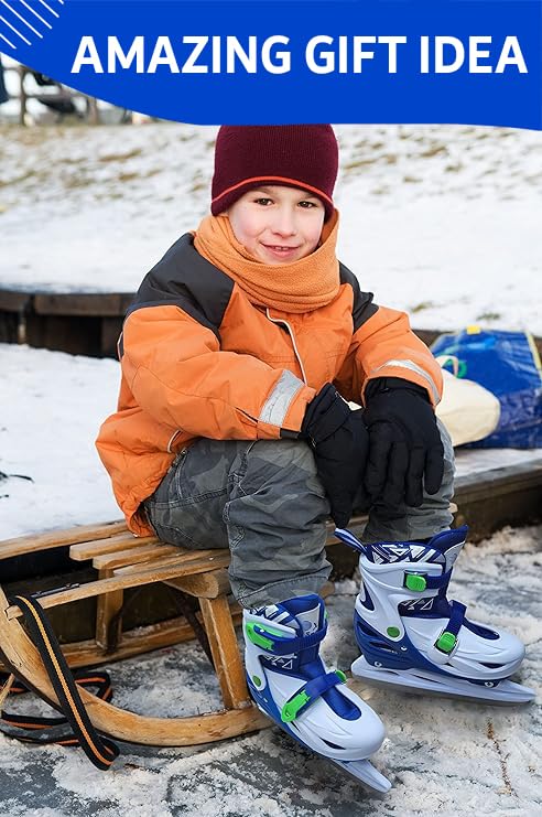 Image of Xino Sports Adjustable Ice Skates - for Girls and Boys, Two Awesome Colors - Blue and Pink, Soft Padding and Reinforced Ankle Support, Fun to Skate!
