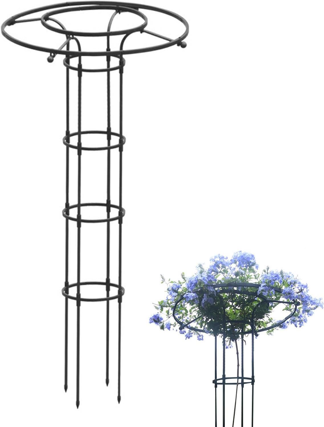 Trellis for Climbing Plants - Metal Vertical Flower Support - Vertical Garden Metal Umbrella Trellis Tower Frame for Climbing Plants and Flowers