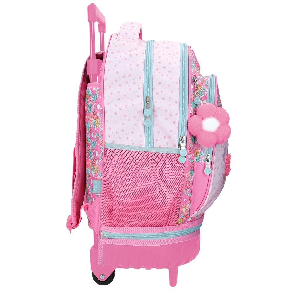 Enso Girl Zone Mochila Infantil, Mochila Escolar, Fabricada en Poliéster, Ruedas Dobles de Giro multidireccional, Múltiples Formas de Usarlo, Rosa