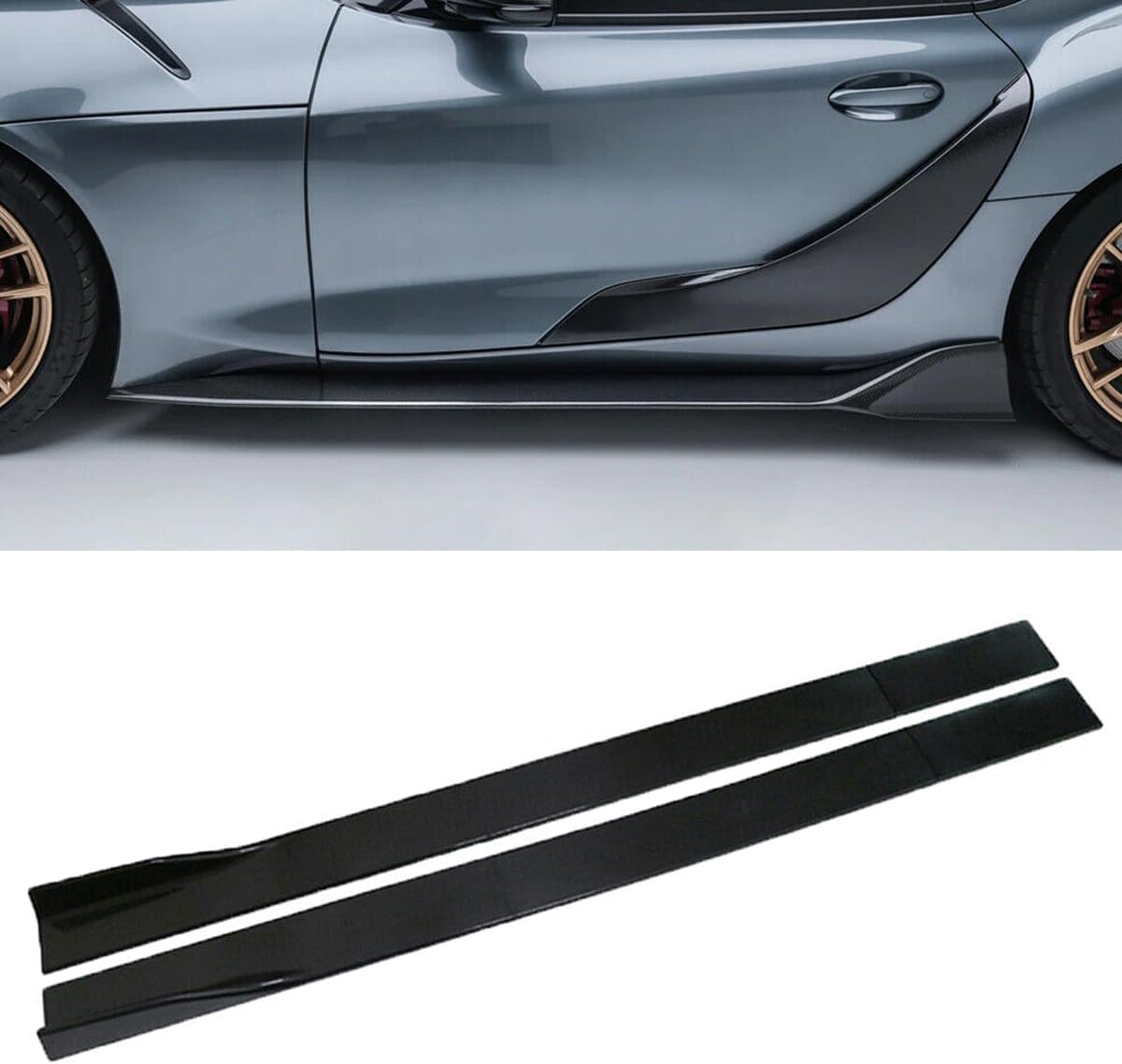 Side Skirts Body Kit Fit for H0NDA Civic Hatchback 2017-2021,Glossy Black