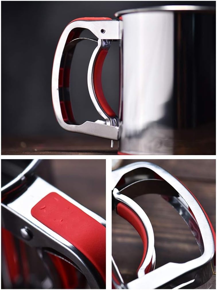 Flour Sifter Shaker, Stainless Steel Flour Dredger With Single Handle Baking Sieve Cup For Icing Sugar Tapioca Flour Coconut Flour Cake Flour