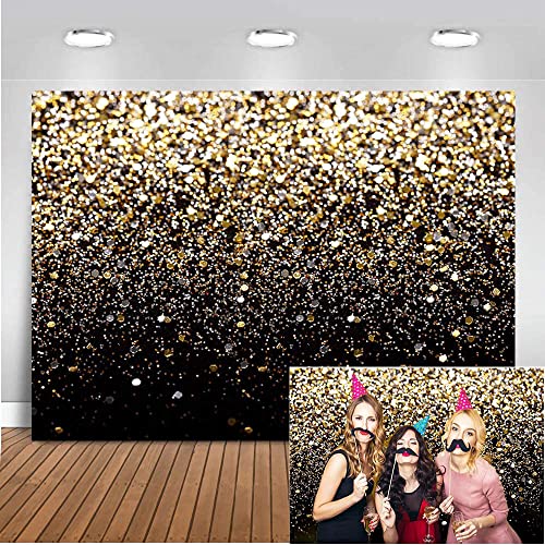 Mocsicka Black Gold Glitter Backdrop 7x5ft Golden Bokeh Sequin | Shop ...