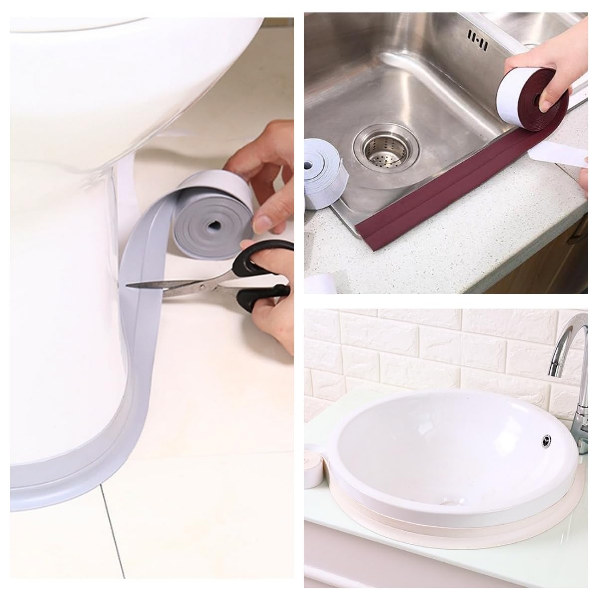 Lusofie Afdichtingsband, waterdicht, 1,5 inch x 10,5 voet, afdichtingstape voor keuken, badkamer, pvc-afdichtingstape voor gootsteen, keuken, toilet, badkuip (grijs marmer