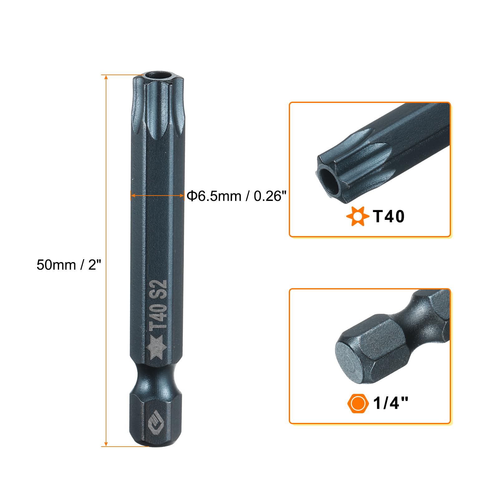 Amazon | uxcell T40 ドライバービット トルクス 1/4
