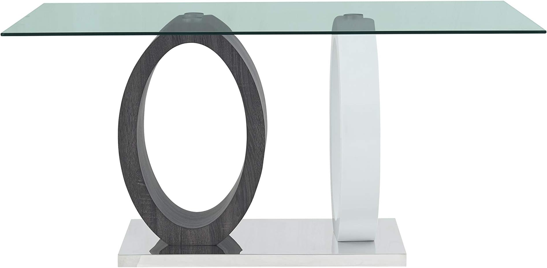 Global Furniture USA Oval Pedestal Base Dining Table, White/Grey