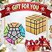 JoyTown Bundle Pack Speed Cube Set of 2 Megaminx Speedcubing, Gold Mirror Cube Twisty Puzzle, with Bonus Stands and Screwdriver Black
