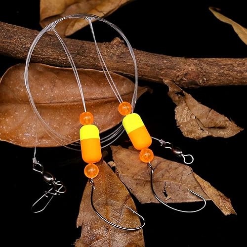 Vista 5 de Aparejos Pompano para Pesca de Surf en Agua Salada con Gancho de Doble Círculo y Espacio Amplio - Juego de 6 Accesorios de Pesca de Surf Flotadores