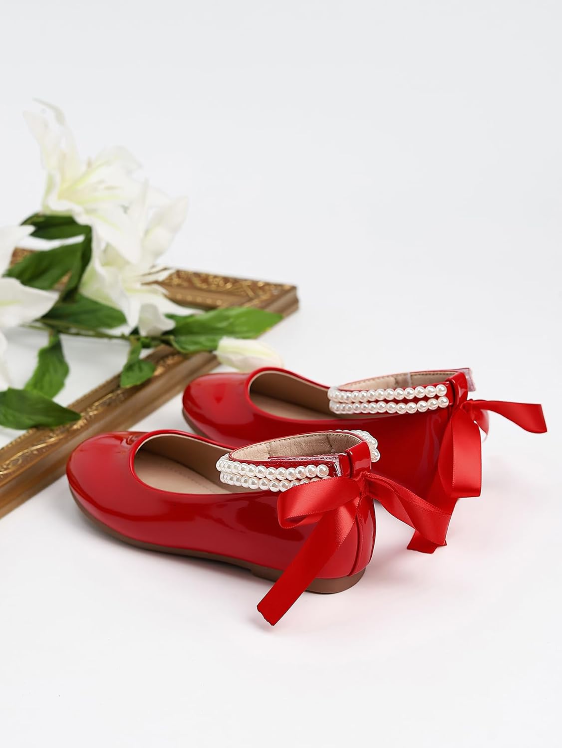 Girls Dress Shoes Bowknot Wedding Party Flat Shoes for Toddler/Little/Big Kids - Image 3