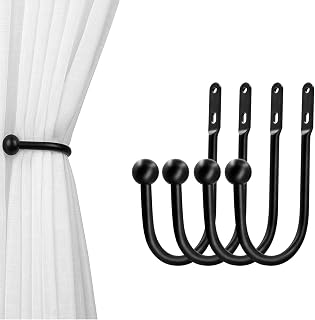 VRSS Wall Mount Curtain Tiebacks Drapery Holdbacks Curtain Holdback Hooks Simple Style (4pcs Black)