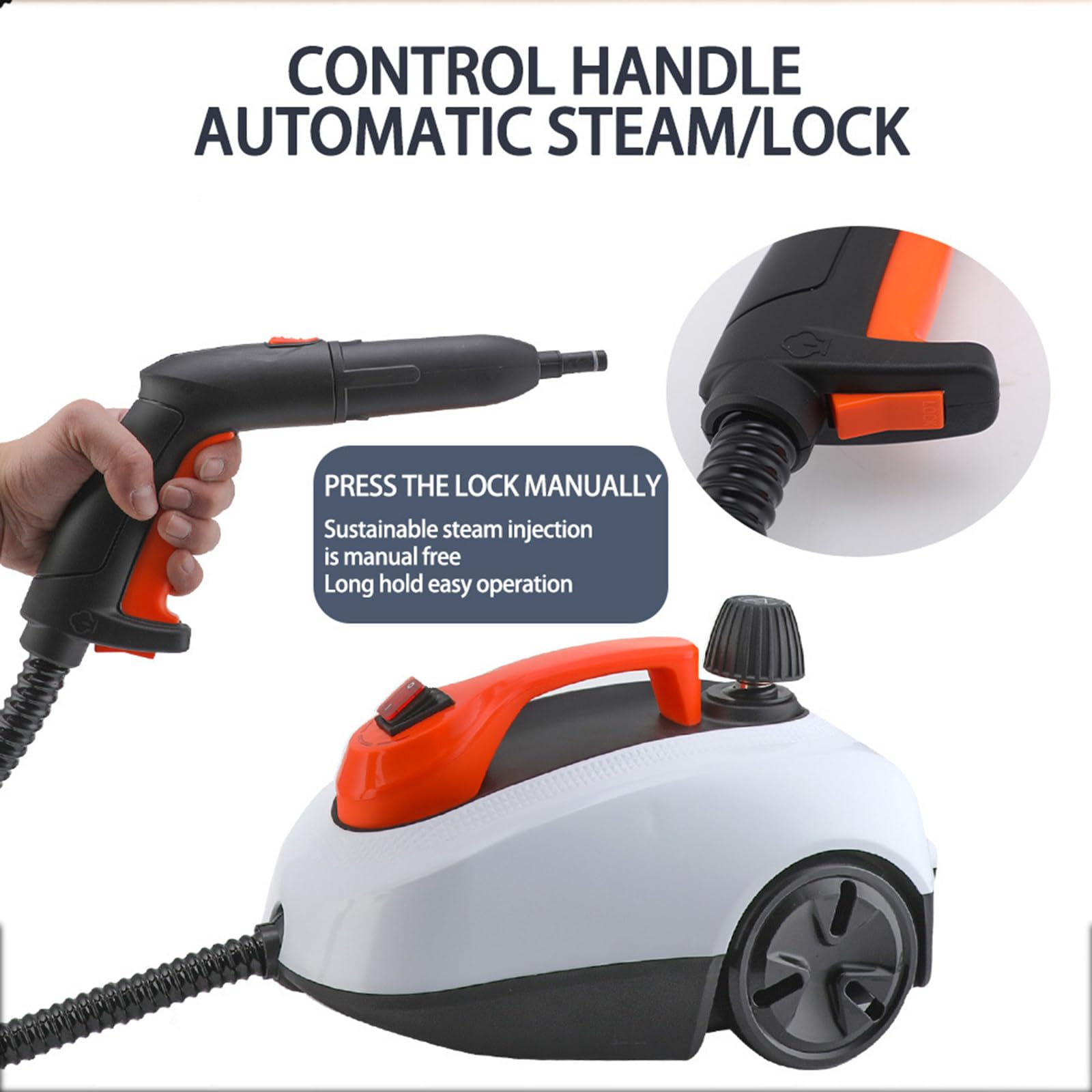 Limpiador a vapor de 1800 W, fregona de limpieza a vapor de mano con tanque de 1,6 L y 13 accesorios, máquina de limpieza a vapor doméstica multiusos para alfombras, pisos y ventanas
