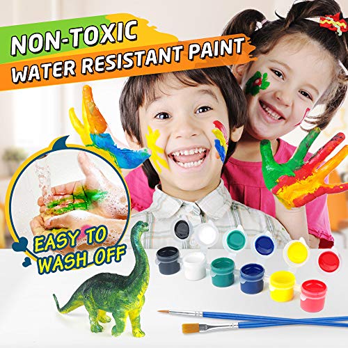 BAODLON Kids Arts Crafts Set Dinosaur Toy Painting Kit - 10 Dinosaur Figurines, Decorate Your Dinosaur, Create a Dino World Painting Toys Gifts for 3,4,5,6,7,8 Year Old Boys Kids Girls Toddlers