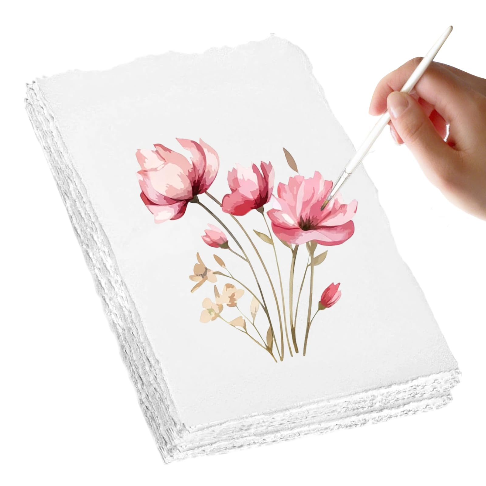 25 Pcs Handmade Paper, Deckled Edge Watercolors Wedding for Watercolors, Wedding Invitations, Cards, Crafts