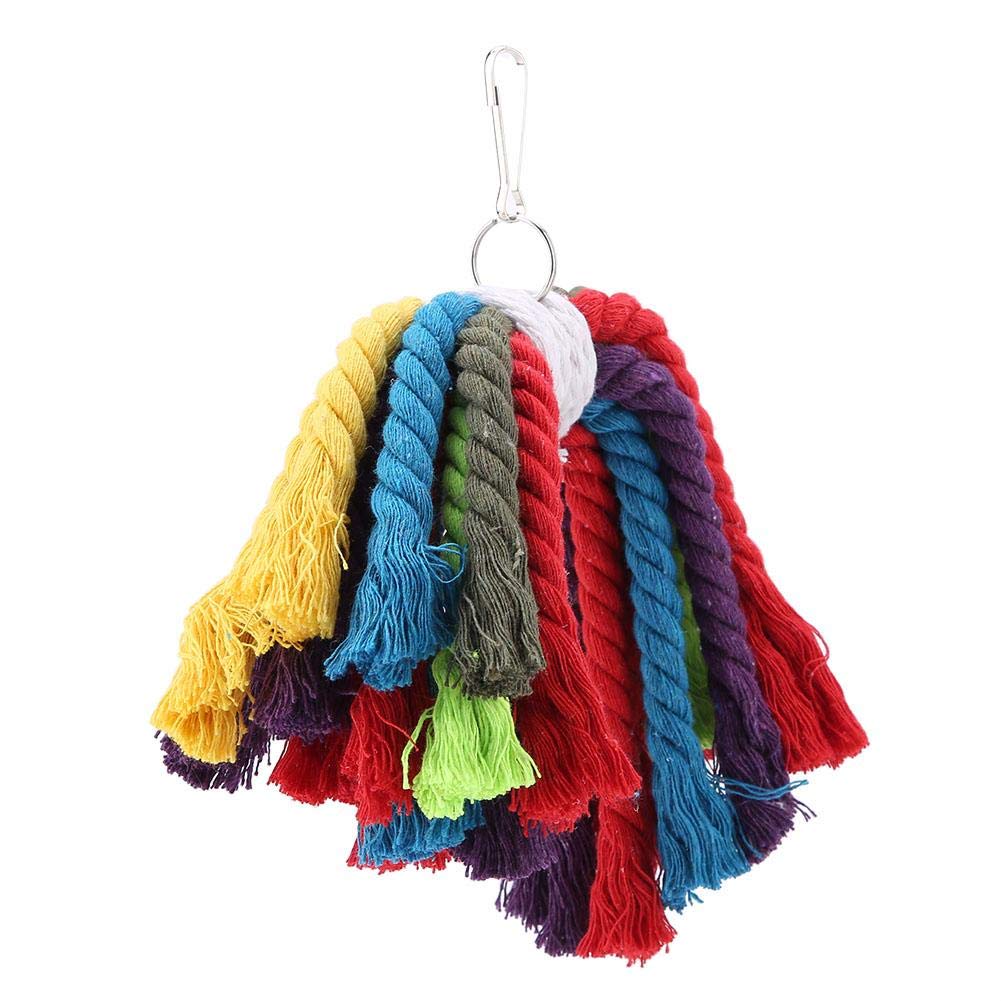 Zerodis Birds Chewing Toy, Colorful Hanging Cotton Rope Pet Parrot Bite Shred Toy Foraging Swing Perches Budgie Cage Accessories for Parakeet Cockatiel Macaw