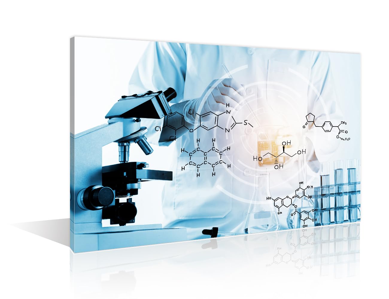 TUMOVO 1 Panel Home Decor Medical Wall Decor for Living Room Laboratory Research Concept Artwork Wall Decor for Bedroom Posters and Prints Framed Ready to Hang (12" Wx18 H)
