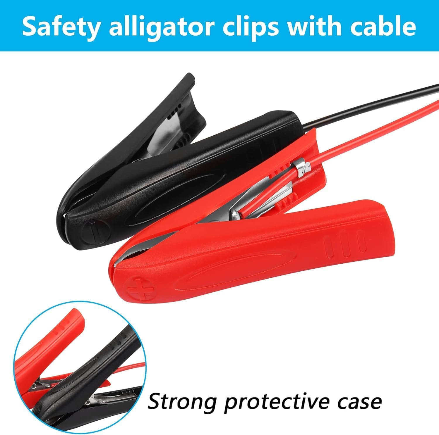CERRXIAN 1.8m 18AWG 12V 24V Battery Clamp Clip-On with Quick Splice Crimp Lock Terminal Extension Cable Household Tools