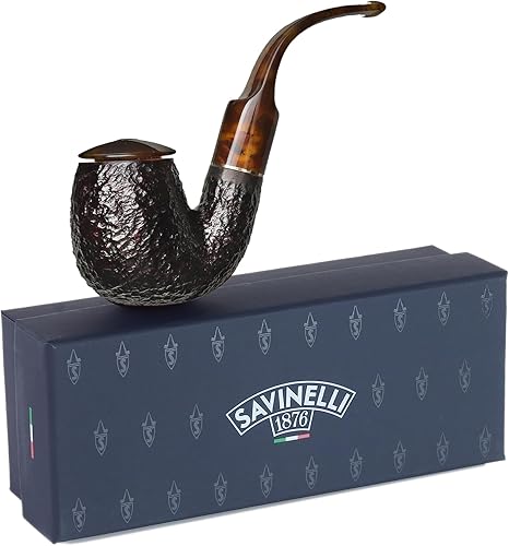 Savinelli Tortuga Series - Pipa de brezo italiana hecha a mano, estilo Oom Paul, tubo de madera inspirado en concha de tortuga con estampado de