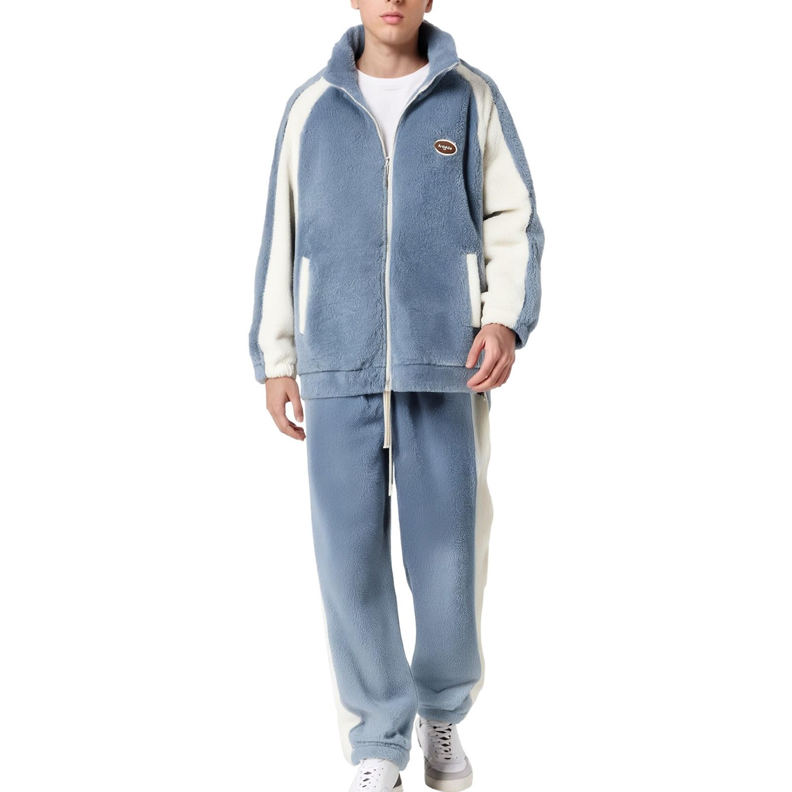 Pijama para hombre largo de invierno de forro polar, pijamas de dos piezas, ropa de casa, traje de dormir de felpa, conjunto de pantalones de dormir de franela suave, ropa de dormir, ropa de