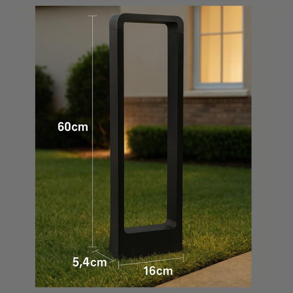 Jandei - Baliza LED Exterior 7W 240V IP65, Poste de Aluminio Negro 60cm, Luz Cálida 3000K, Lámpara de Jardín, Camino y Terraza, Caminos, Iluminación Nocturna (1)