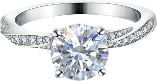 Moissanite Engagement Rings for Women 1.5ct Lab Created Diamond Solitaire Promise Ring D Color VVS1 Clarity 18K White Gold Plated Wedding Band 925 Sterling Silver Anniversary Ring