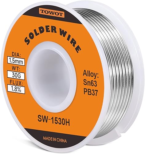Miniatura 9 de TOWOT Alambre de soldadura con núcleo de colofonia, 3 PCS (0.031 in0.35 oz) Herramienta de soldadura de hierro fundente de núcleo de estaño y plomo