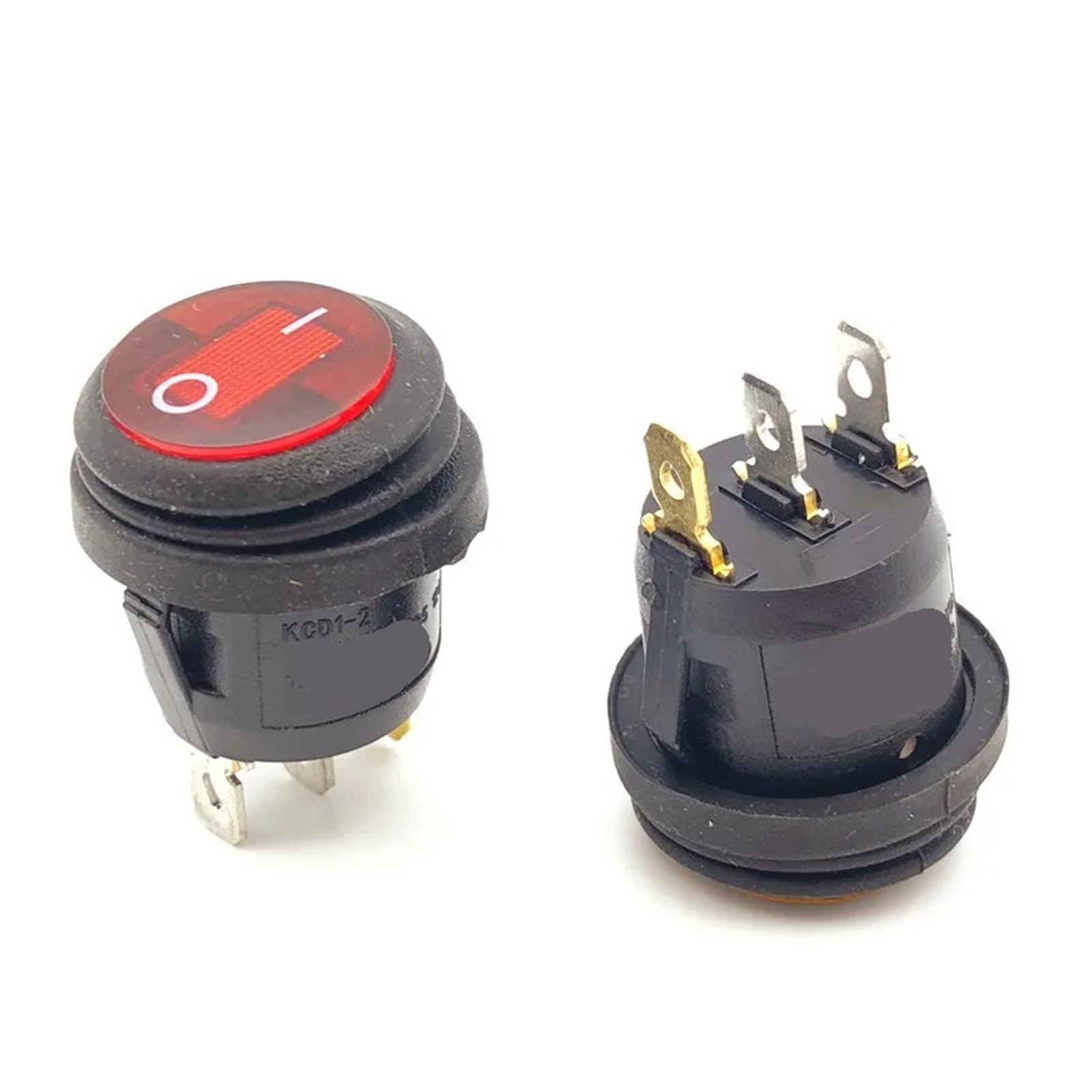 Mini Interruptor Basculante Circular KCD1, Encendido/Apagado, 3 Pines, 6A 250VAC/10A 125VAC(Black,2PCS-DC12V)
