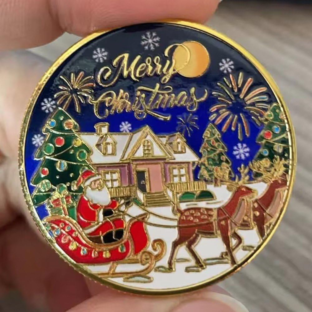 Sanfly Moneta Commemorativa di Natale Monete Collezione di Buon Natale Moneta Souvenir di Babbo Natale per Le Calze di Natale