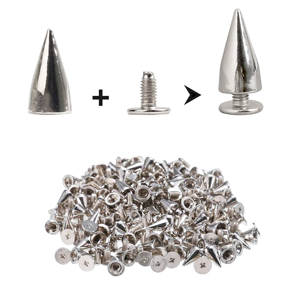Ciieeo 20 pezzi Artiglio decorativo Spike Spots collana perline grandi borchie fai da te accessori cono - viti per borse in metallo rivetti Screwback Punk argento cintura scarpe cool back