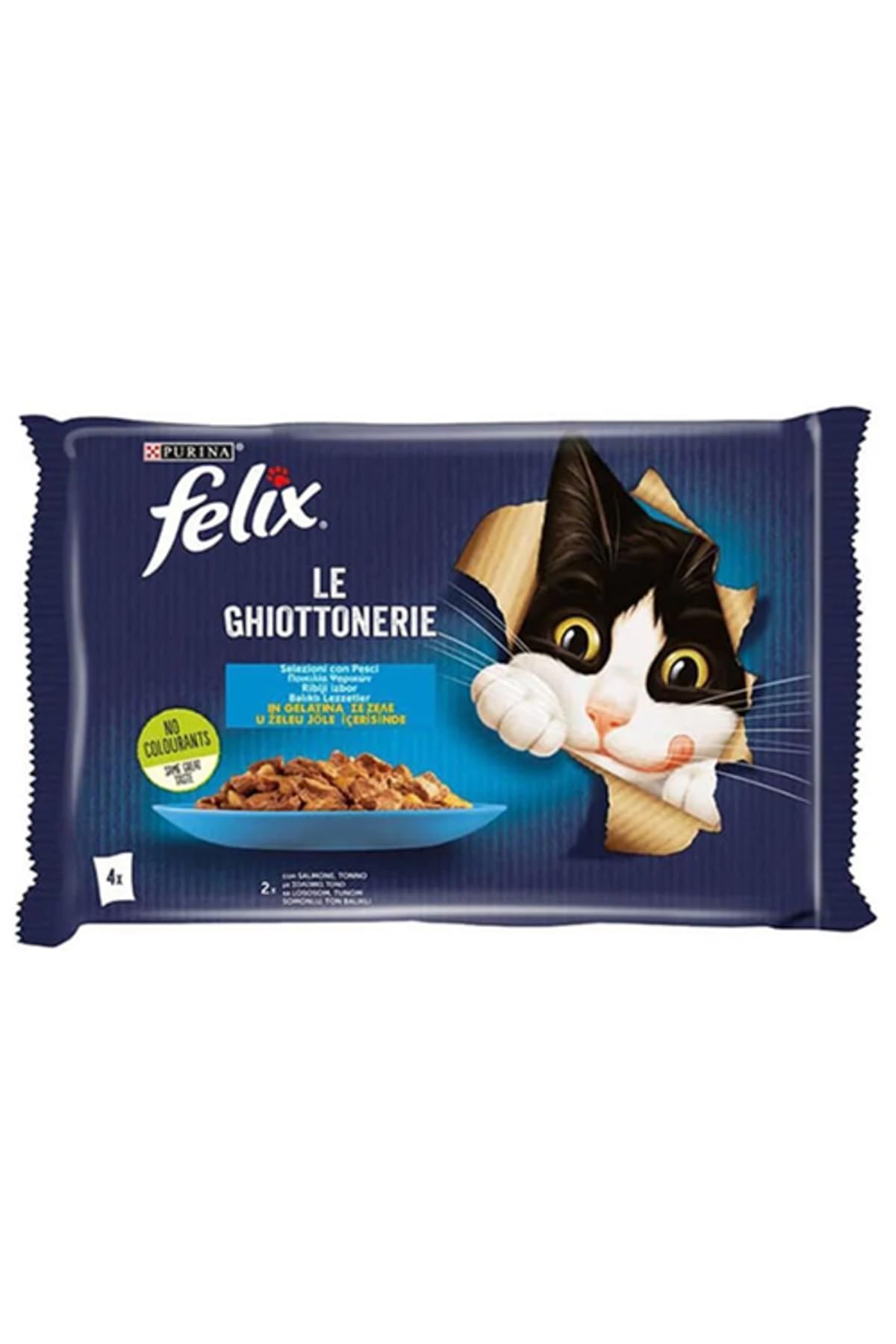 Felix Multipack Somonlu ve Ton Balıklı Yetişkin Kedi Yaş Maması 4x85gr