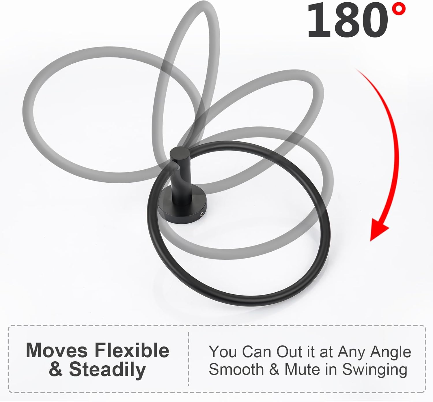 Matte Black Stainless Steel Wall Mounted Towel Ring Set