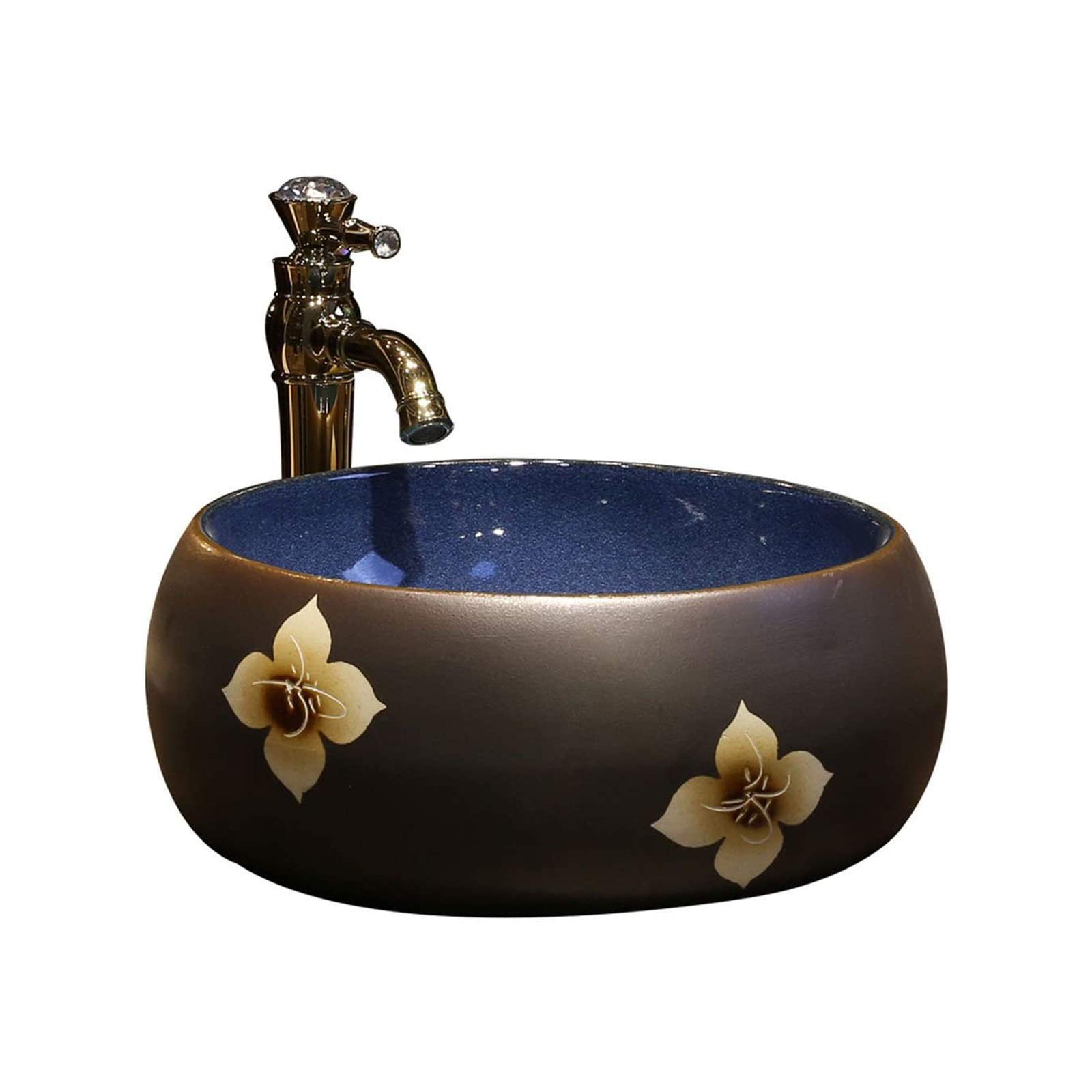 Ceramic Washbasin Bathroom Sinks Art Above Counter Basin Retro Ceramic Washbasin Round Washbasin Chinese Style Wash Basin