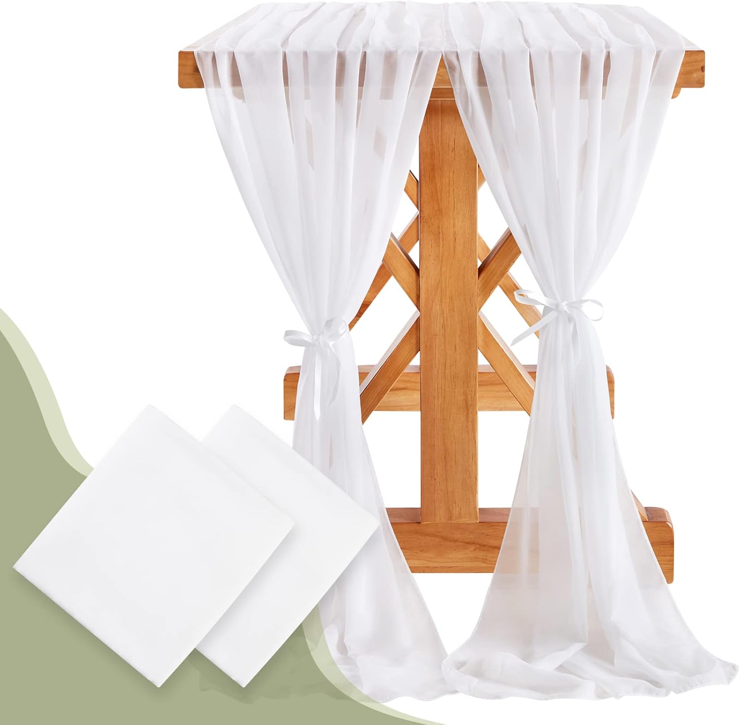 10Ft 2 Packs White Chiffon Table Runners 27x120 Inches Long Romantic Sheer Runner for Boho Wedding Party Bridal Shower Decorations White 2