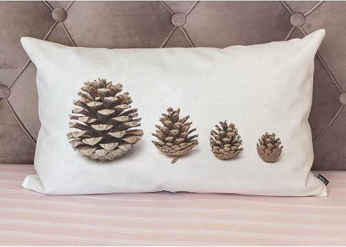 Miniatura 4 de EKOBLA Fundas de almohada rectangulares de conos de pino, conos de pino perenne, coníferas, plantas de bosque de coníferas, color marrón, lino y