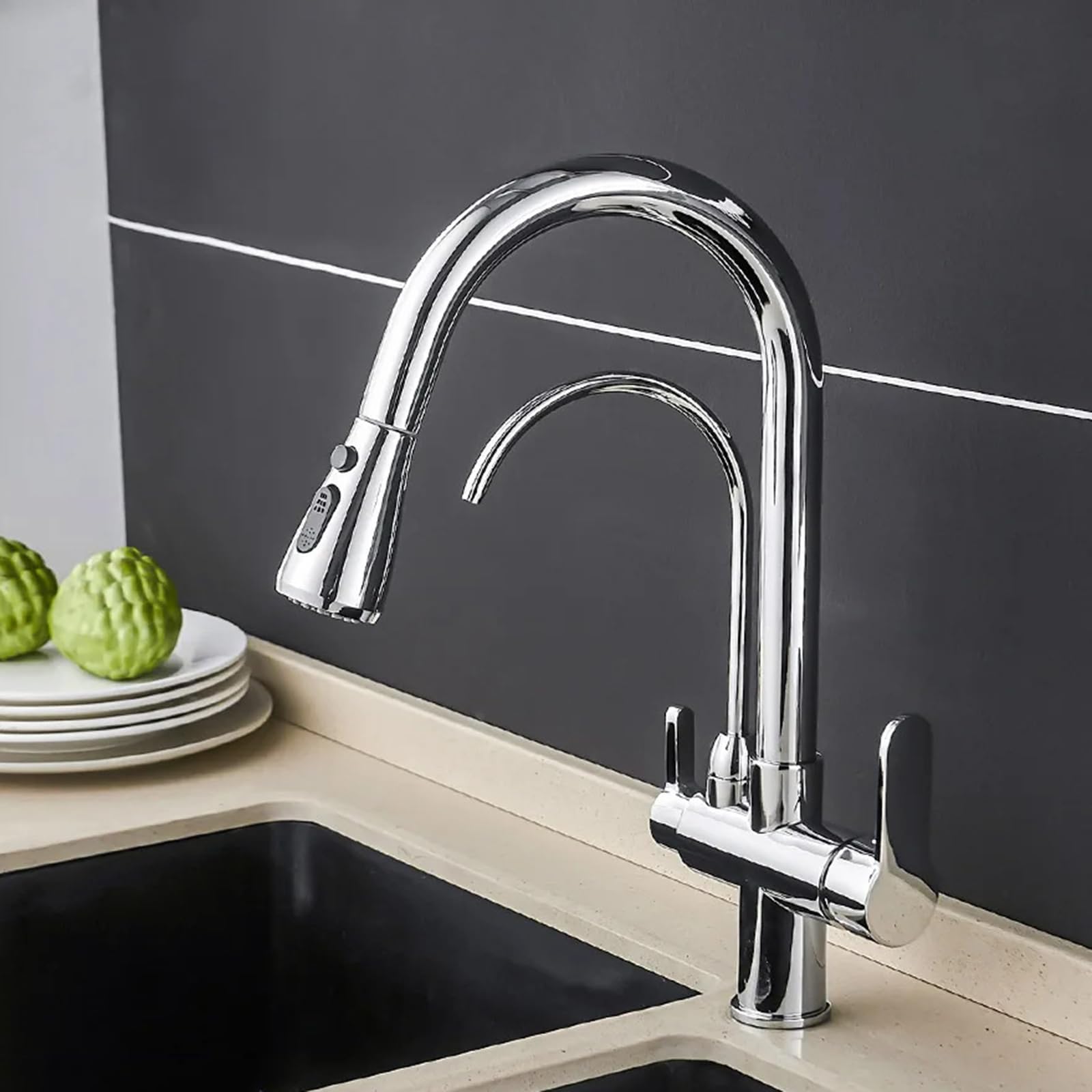 Mitigeur 3 voies cuisine pour boire une eau filtrée pure au quotidien en famille