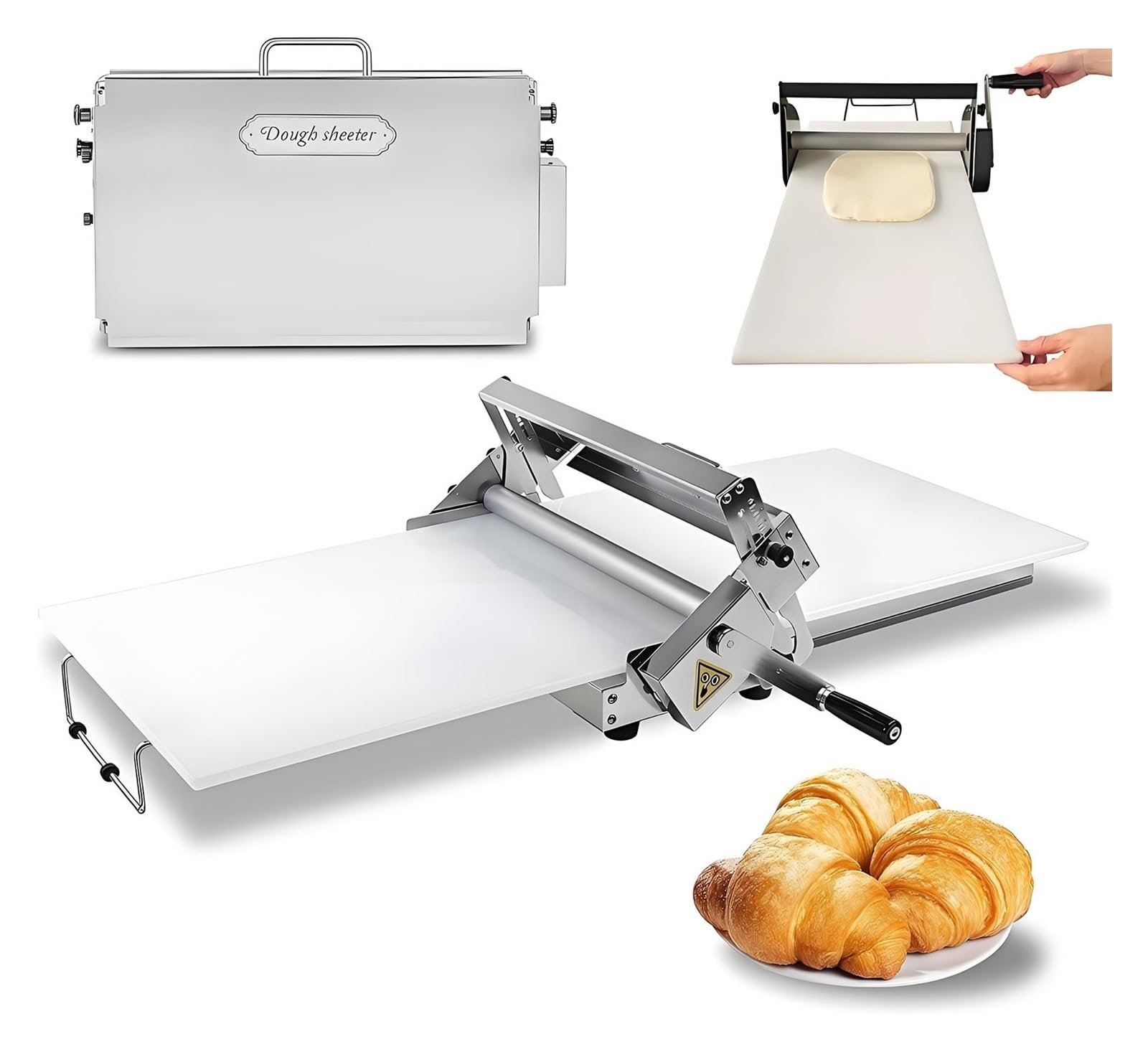 HTDRE Manual Dough Sheeter with Adjustable Thickness for Bakeries and Pastries