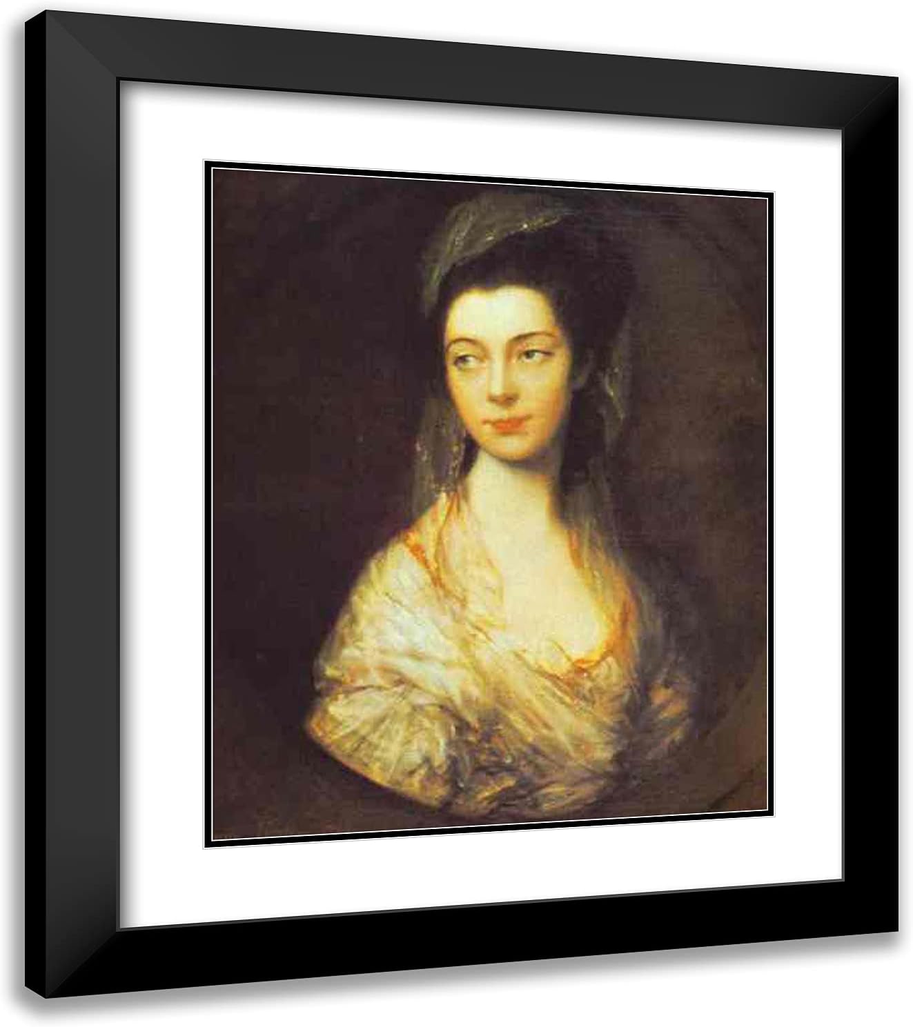 ArtDirect Gainsborough, Thomas 20x23 Black Ornate Framed Art Print with Double Matting Titled: Mrs. Christopher Horton