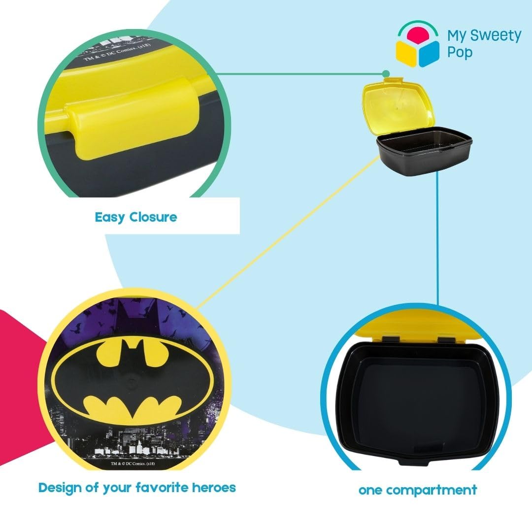 Lunch Box Batman Per Bambini - Scatola Portapranzo 17x14x5.6 Cm, Ermetica E Resistente - Foto 5