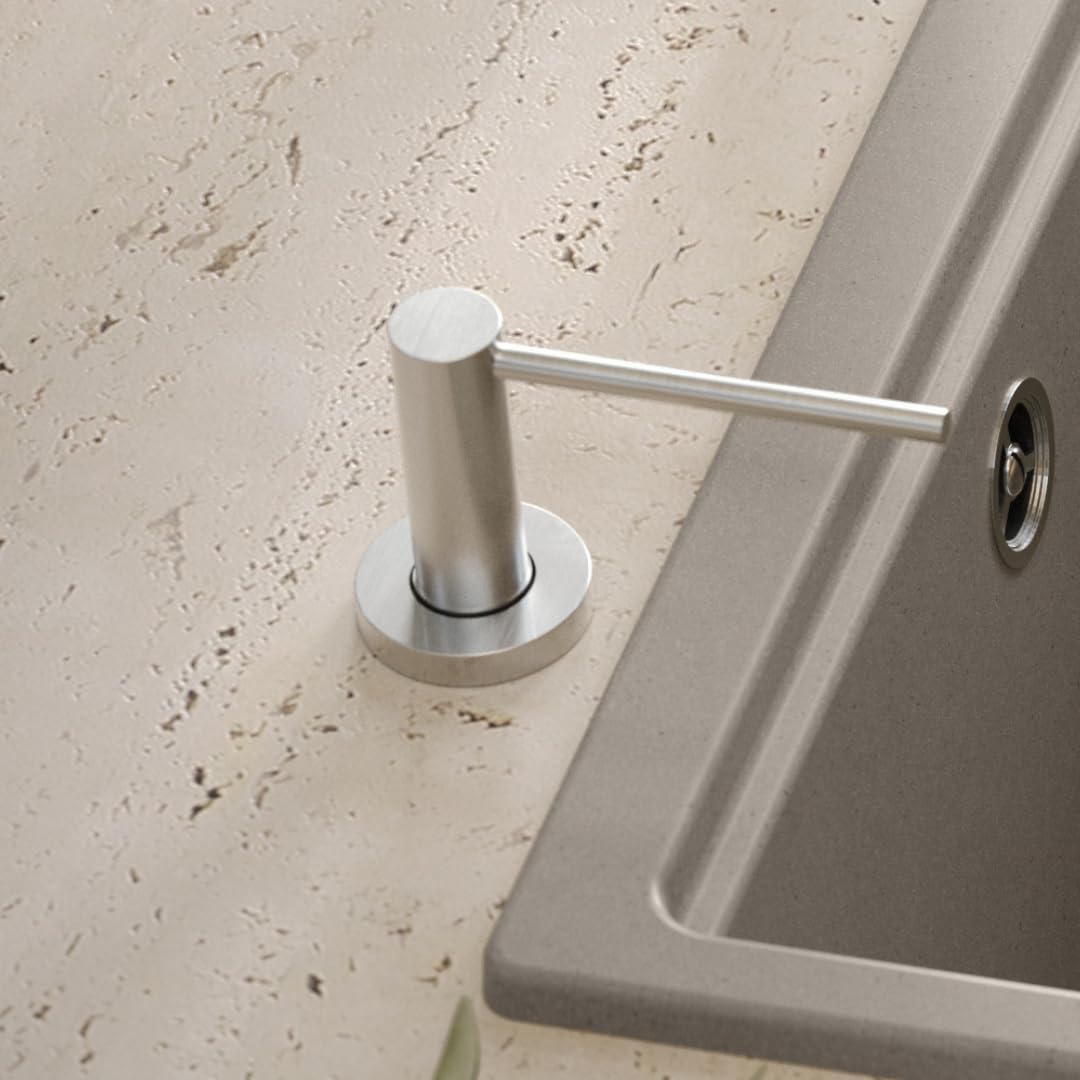 QUADRON Distributore di sapone JUDY SteelQ da incasso, dispenser di detersivo per piatti da cucina, rame, dispenser di sapone per lavello con flacone da 500ML