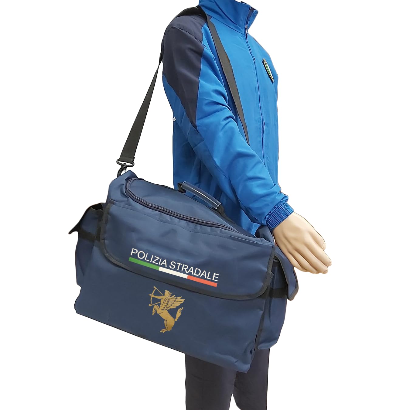 Borsone Polizia Stradale – Borsone da Viaggio & Sport con Tracolla Regolabile con Tasche Esterne
