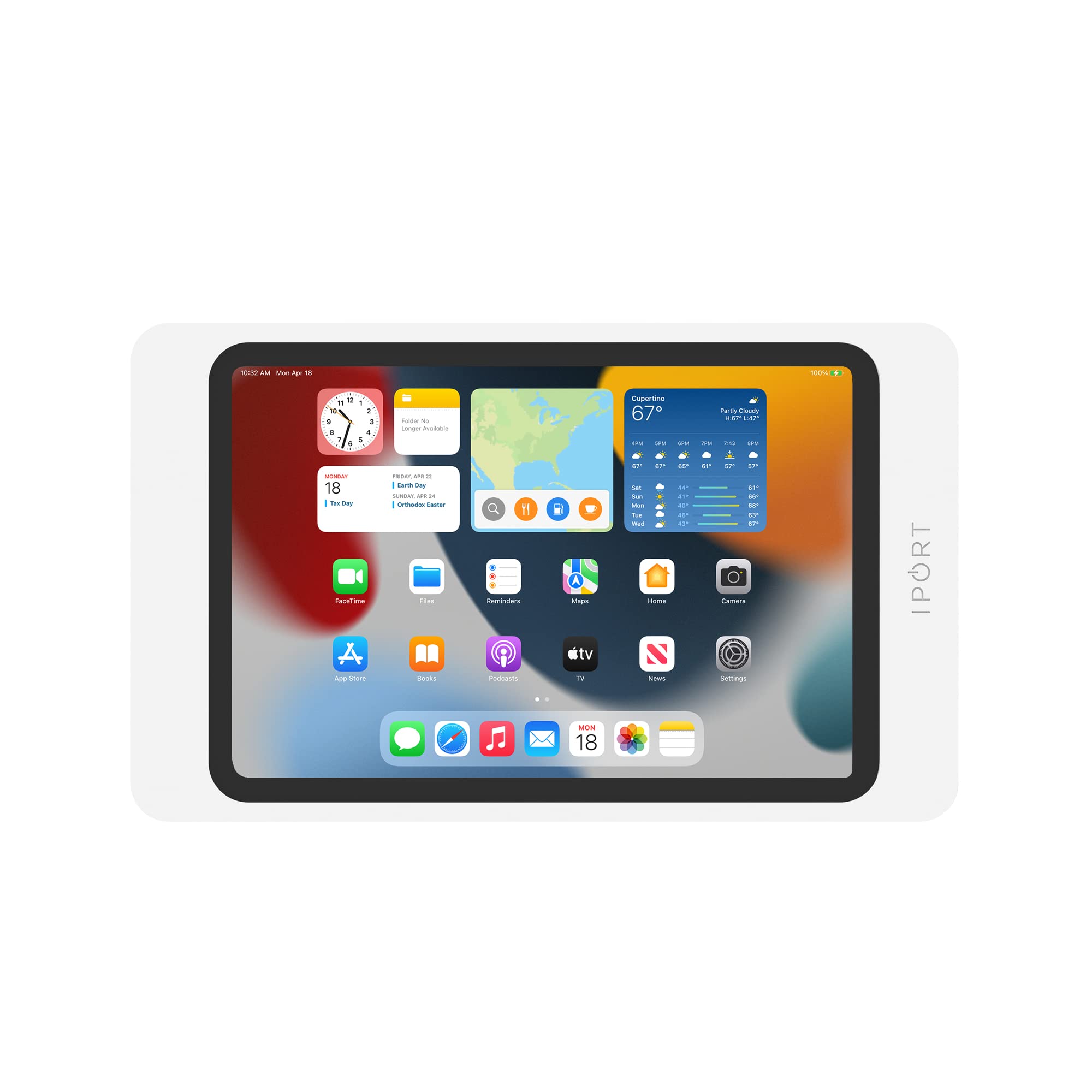 iPort70808 Surface Mount System iPad Wall Mount – Slim & Secure iPad 10.2" (9th, 8th, 7th Gen) Enclosure | Built-in PoE Charging | Aluminum Flush Wall Dock for Smart Home & Commercial Use – White