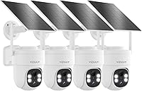 Vista 1 de Solar Security Cameras Wireless Outdoor 4 Pack, 3MP Security Cameras Wireless Outdoor, Pan Tilt 360°WiFi Camera with Color Night Vision/PIR