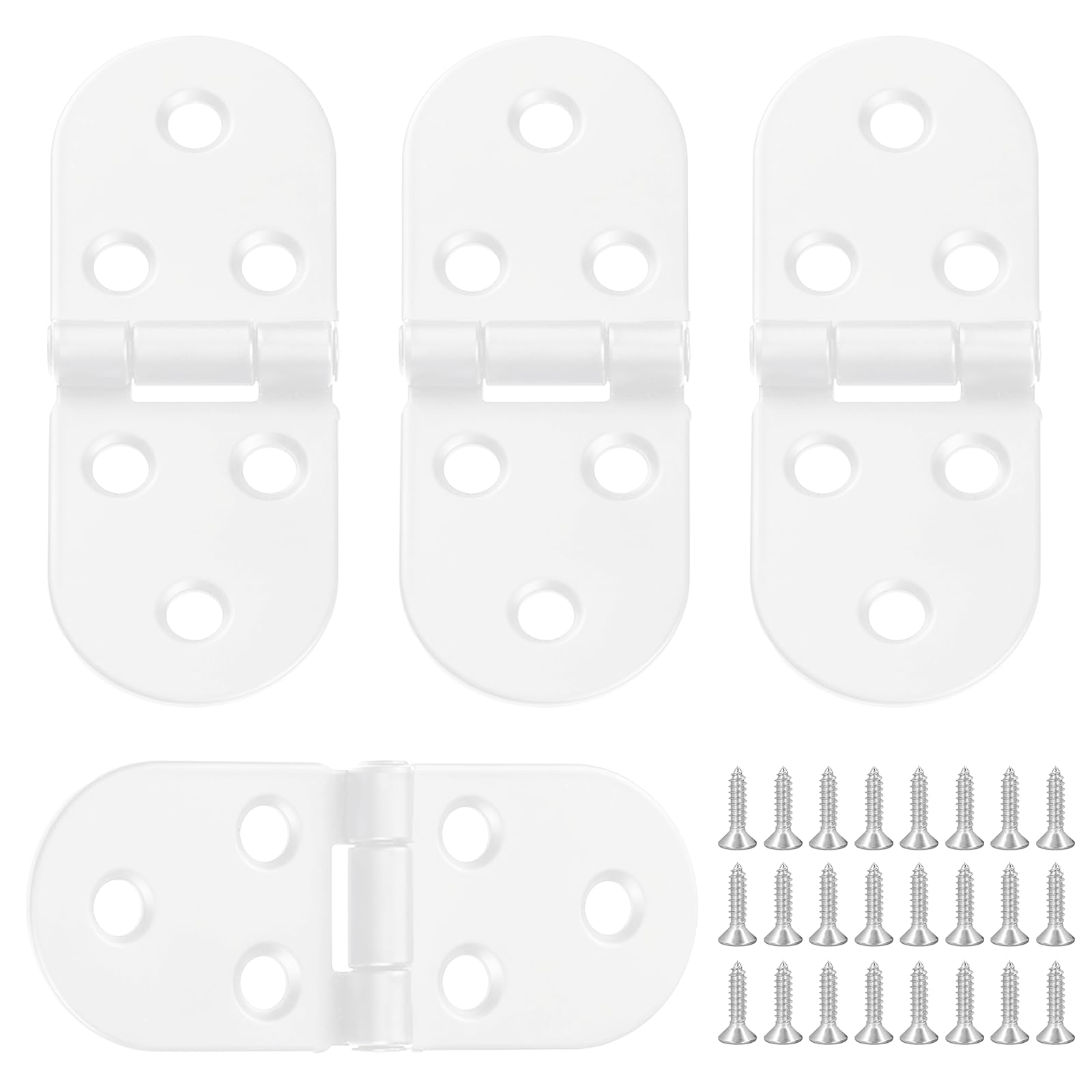 4 bisagras plegables de 180 grados, borde redondo, para muebles, con tornillos para armario