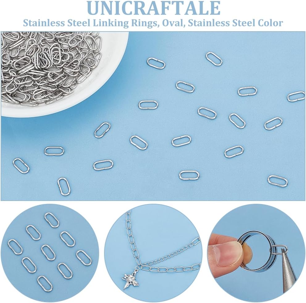 UNICRAFTALE 200pcs Oval Linking Rings 10x5x1mm Stainless Steel Link Connectors Oval Connectors Metal Jewelry Links for Women Jewelry Making Stainless Steel Color - Image 5