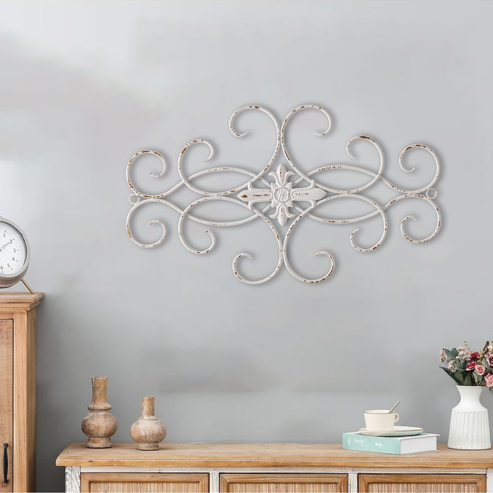 Amazon.com: Sintosin Vintage Large Distressed White Wrought Iron