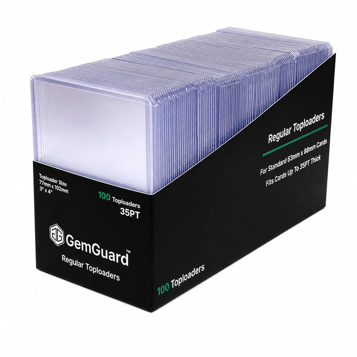100 Pack Clear 35PT Toploaders for Trading Cards, Rigid Card Holders Compatible with Pokemon, MTG & Sports Cards