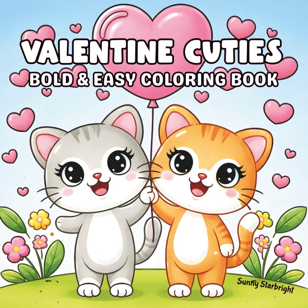 Valentine Cuties Bold & Easy Coloring Book: Cute and Cozy Valentine Coloring Book for Kids, Teens, and Adults – Bold, Easy & Relaxing Designs (Cozy Valentine Coloring Series)