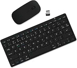 KIT Teclado e Mouse Sem Fio Bluetooth para Tablet Macbook iPad iMac Notebook PC, Premium Silencioso Minimalista Portátil ABNT2 (Preto)