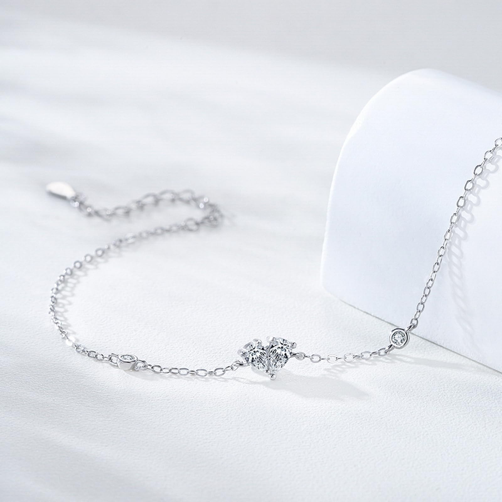 Pulseras para fiesta de boda, pulsera de corazón de diamante de laboratorio de 0,25 quilates para ella