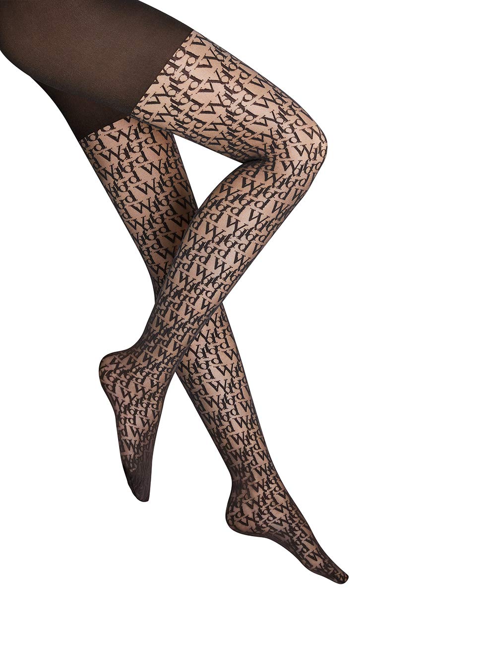 Wolford Rajstopy damskie Logomania - czarne - 9,5