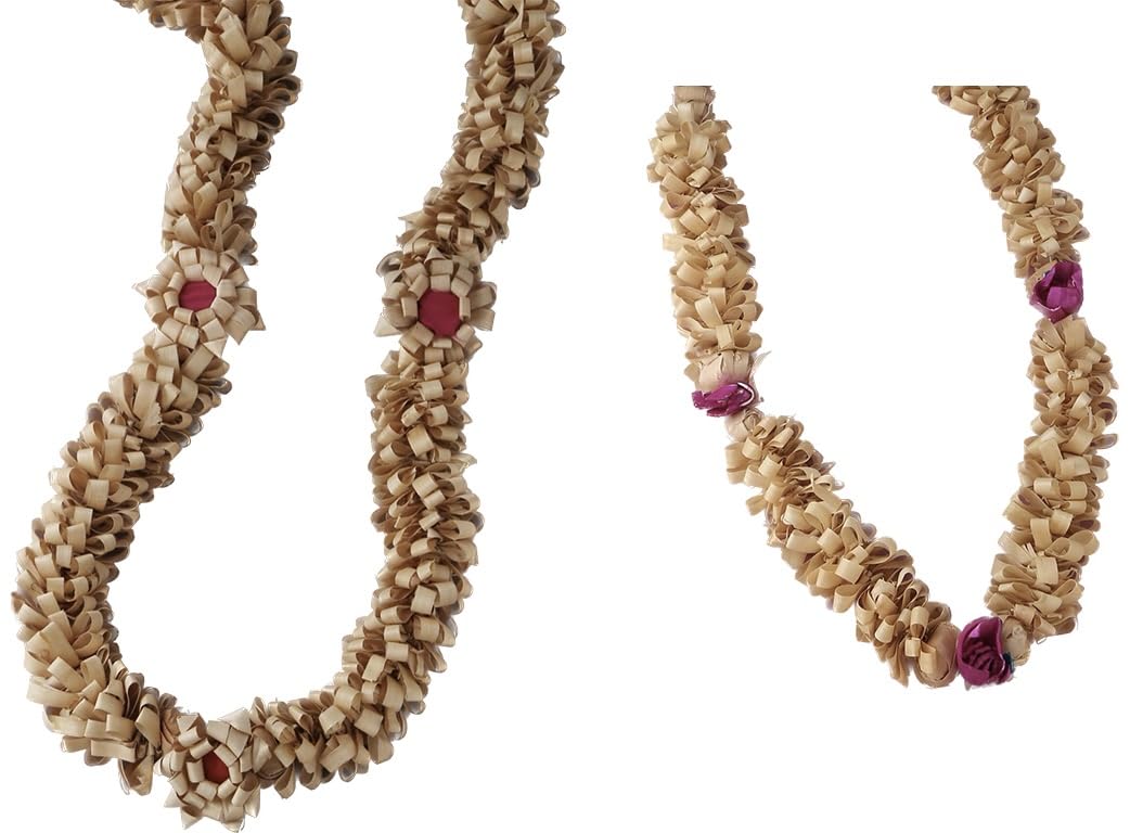 RDK Sandalwood Processed Photo Frame Mala | Chandan Scented Wooden Chaal | Garland for Photos of Loved Ones | Traditional Haar for God, Ancestors and Pitra, Pooja Room (Combo of 12 and 30 inches)